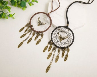 Collier attrape-rêves / Collier de plumes naturelles fait à la main / Collier Boho