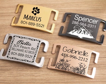 Personalisierte Silent Dog Tag, Hund Namensschild, Slide On Dog Tag, Custom Dog ID Tag, Hundemarke für Hunde, graviertes Hundenamensschild, Hundemarke Halsband, Katze ID Tag