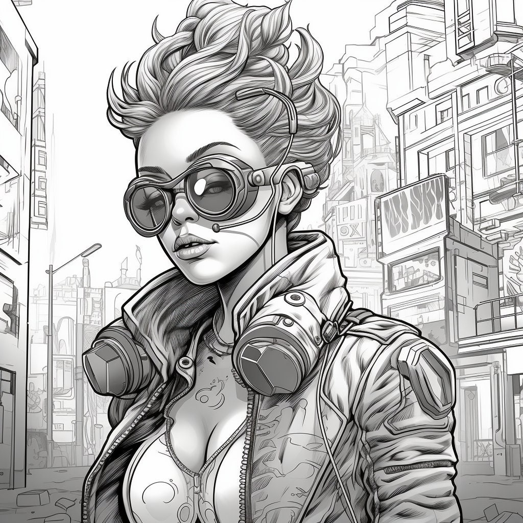 Color Book Punk Cyberpunk Coloring Sheet 1 - Etsy