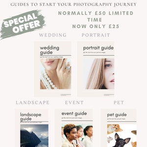 Beginner’s Photography Guide Bundle | 5 Digital PDF Tutorials | Learn Portrait, Landscape, Event & Wedding Photography
