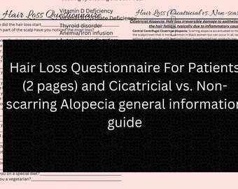 Dermatology Hair Loss Questionnaire For Patients; Cicatricial Vs. Non-scarring Educational Guide Brief Descriptions For PA/NP/Dermatologist
