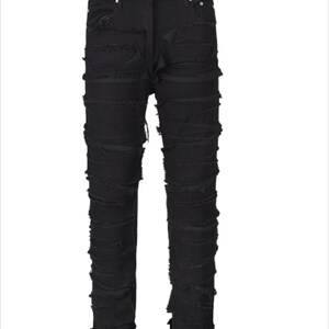 Black Stacked Denim Jeans Streetwear Y2k Frayed Distressed - Etsy