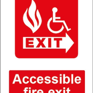 Accessible Fire Exit Red Fire Equipment Signage Acrylic Or Vinyl Sign Sticker Notice Decal Safety