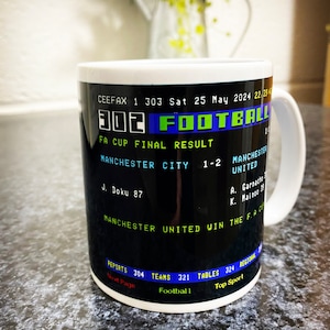 ANY GAME PERSONALISED Custom Ceefax Football Fan Teletext Tea Coffee Mug Gift