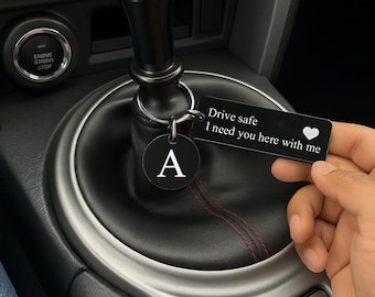 Drive Safe I Need You Here With Me Keyring Heart Charm Keychain New Driver