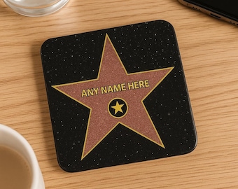 Personalised Hollywood Star Coaster: Custom Name Celebrity Gift