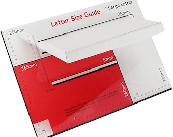 Ro Mail Letter Parcel Size Guide - White/Red Acrylic