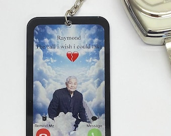 Personalised Memorial Mobile Phone Keyring " The Call I Wish I Could Make" GIFT | UK