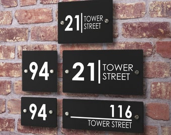House Door Number Sign Wall Plaque Personalised Printed Address Modern