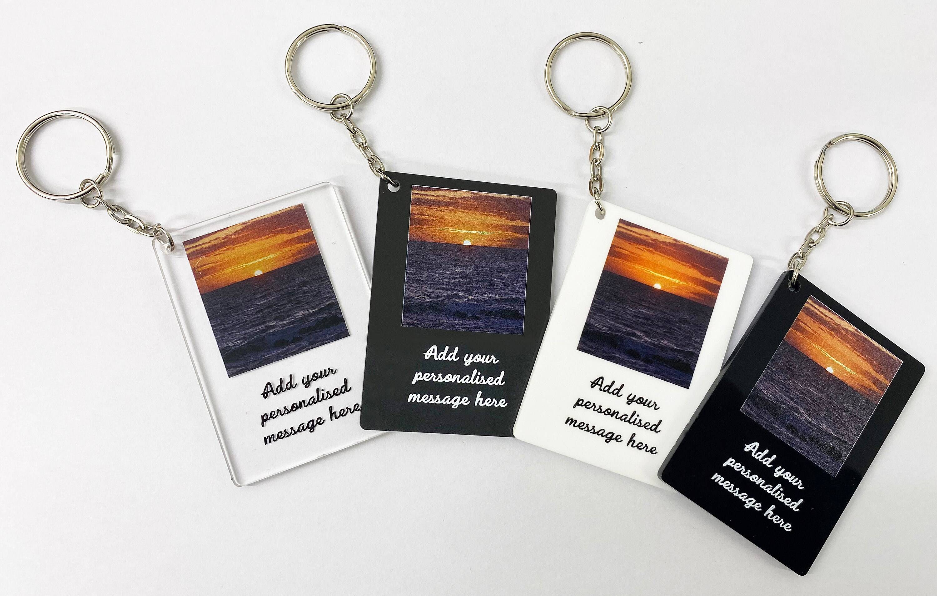 Personalised Photo Keyring - Custom Engraved Text & Picture, Silver Stainless Steel Keychain