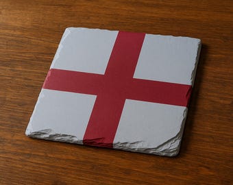 Printed England UK St George Union Jack Flag Tea Coffee Beverage Slate Coaster