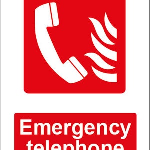 Emergency Telephone Fire Equipment Signage Acrylic Or Vinyl Sign Sticker Notice Decal Safety