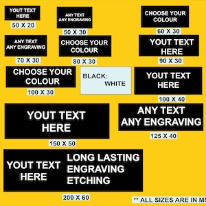 Engraved Labels Custom Etched Industrial Sign Plaques Any Shape, Size and Colour