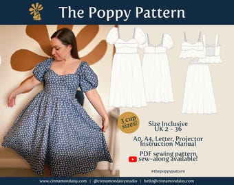 Poppy (DIGITAL) PDF Dress Sewing Pattern ~ Size Inclusive ~ Confident Beginner ~ Puff Sleeve Sun Dress