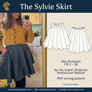 Mini-jupe ronde Sylvie (NUMÉRIQUE) Patron de couture PDF ~ Taille incluse ~ Débutant confiant