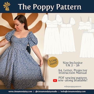 Poppy (DIGITAL) PDF Dress Sewing Pattern ~ Size Inclusive ~ Confident Beginner ~ Puff Sleeve Sun Dress