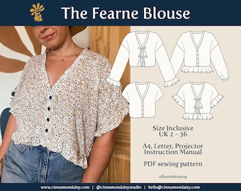 Fearne (DIGITAL) Top PDF Blouse Sewing Pattern ~ Size Inclusive ~ Beginner Sewing