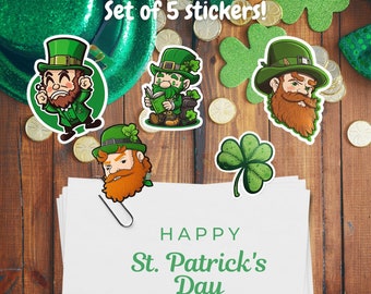 St. Patricks day set of stickers (5 stickers) | Irish stickers | Perfect Gift | Instant Download | OnlineArtMart Design #3