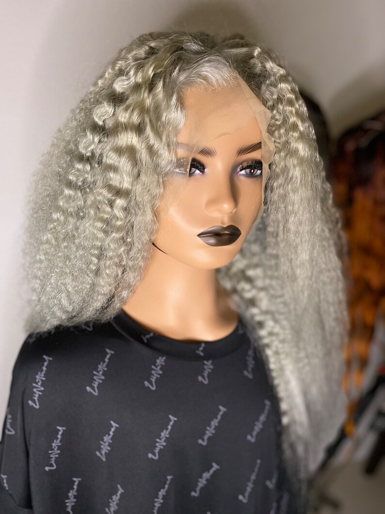 Platinum Blonde Human Hair Wig Custom Made Kinky Straight Hair Etsy