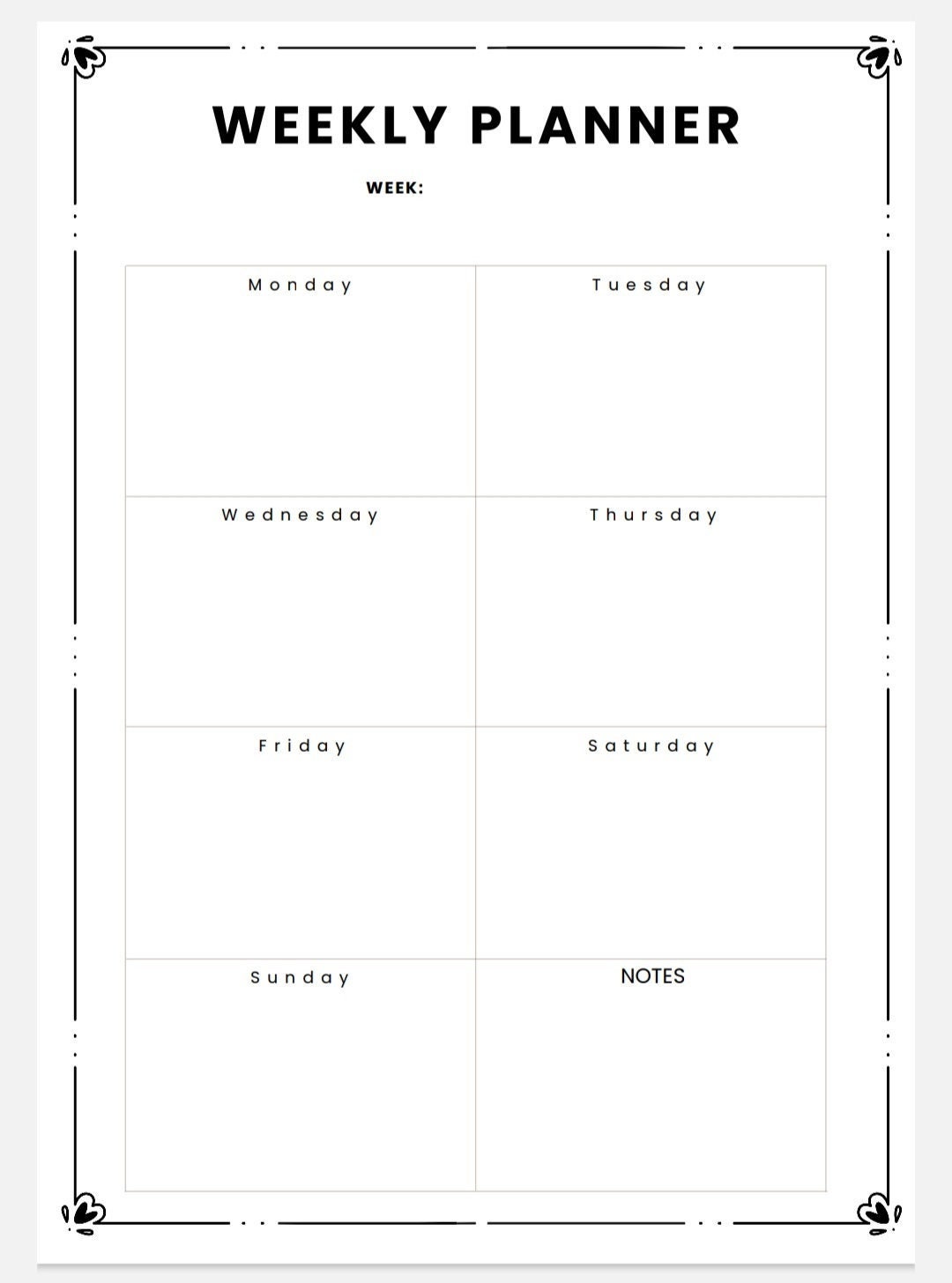 Weekly Planner Printable Weekly Planner Digital Weekly Etsy