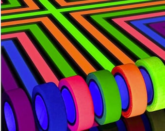 Glow in The Dark Tape, Adhesive Black Light Tape Sets, Fluorescent UV Black light for UV Party, neon tape, glow tape, glow in dark tape
