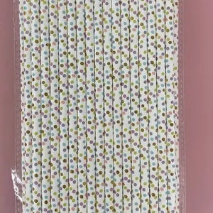 Multicolor Bronzing Small Dot Paper Straws, Party Straws, Disposable Straws, Eco-Friendly Paper Straws, baby shower, Birthday party, & more!