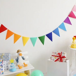 Colorful Triangle Pennant Flags, Bunting Banner Hanging Decoration, Wedding Bridal Engagement Shower Birthday Anniversary Party Supplies