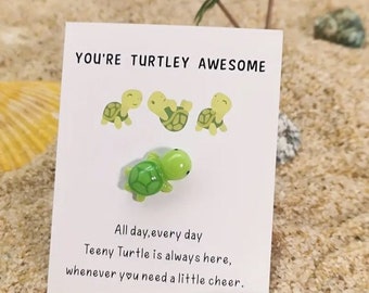 Jizlan Mini Pocket Hug Turtle – Inspirierendes Geschenk Mit Karte, 'You're Turtley Awesome', Orange