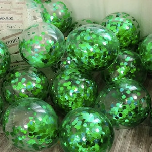 Green Confetti Sequin Balloons, Party Decoration Balloons for weddings, baby showers, engagement and birthday parties and many more!