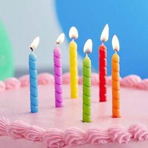 White Rainbow Color Spiral Candles 24/pack Great for Birthdays and