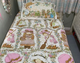 Vintage Single Holly Hobbie Duvet Cover & Two Pillowcase * Retro Home Deco * Cottage Home Style