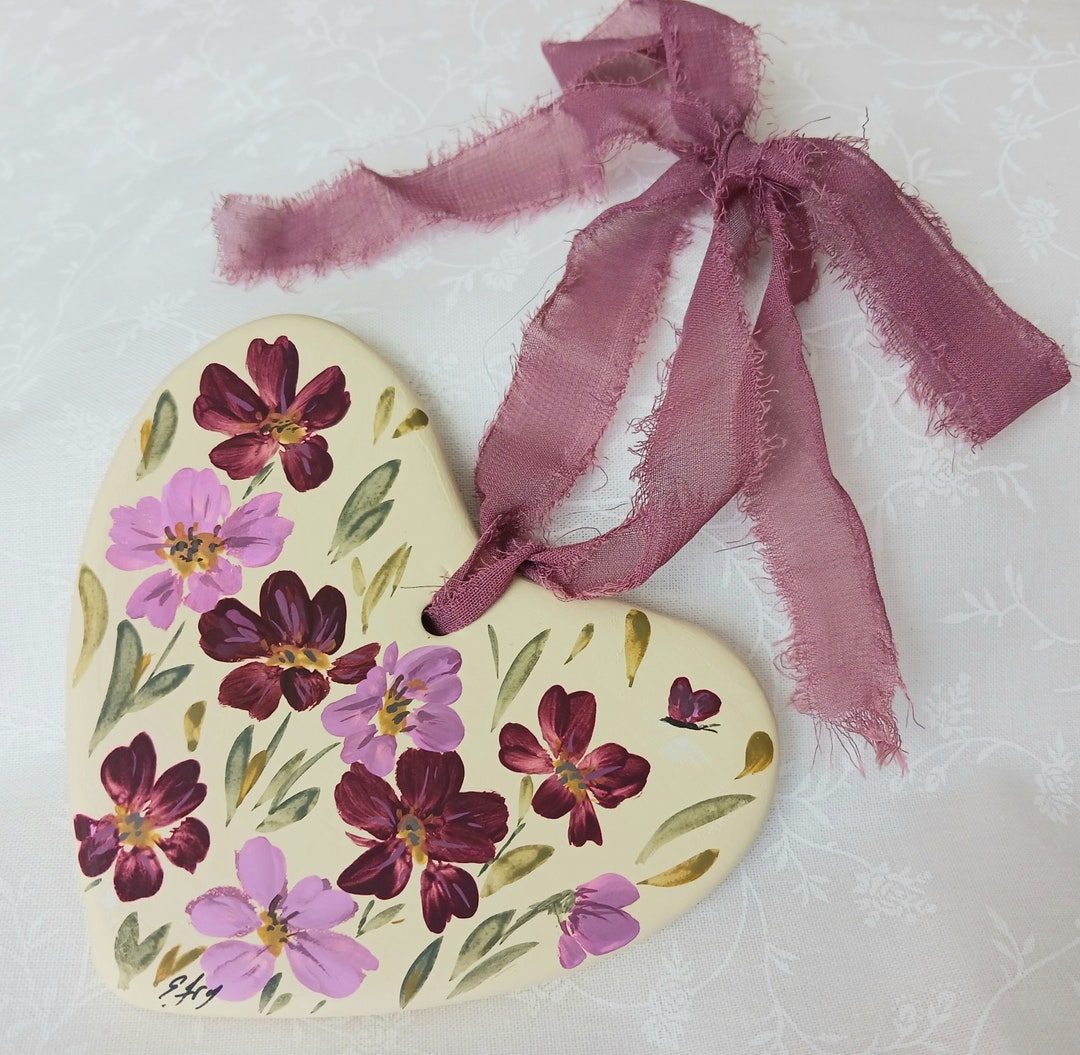 Hand-painted Ceramic Heart Ornament. Valentine Gift. Wedding Gift. Baby Girl. Mother's Day. - Etsy