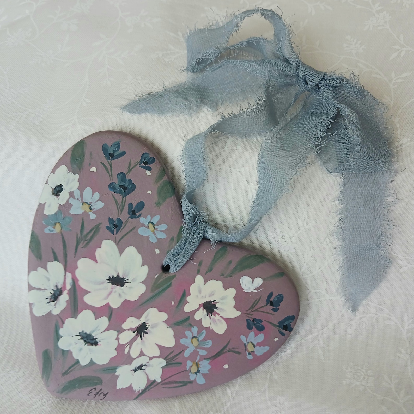 Hand-painted Ceramic Heart Ornament/ Valentine Gift/ Wedding Gift/ Baby ...