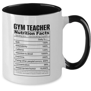 Gym Teacher Definition Coffee Mug Funny Gift ideas for Men for Women College Grad Birthday Retirement Cup PE Teacher.