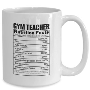 Gym Teacher Definition Coffee Mug, Funny Gift Ideas for Men for Women College Grad, Birthday Retirement Cup PE Coach, PE Teacher Gift