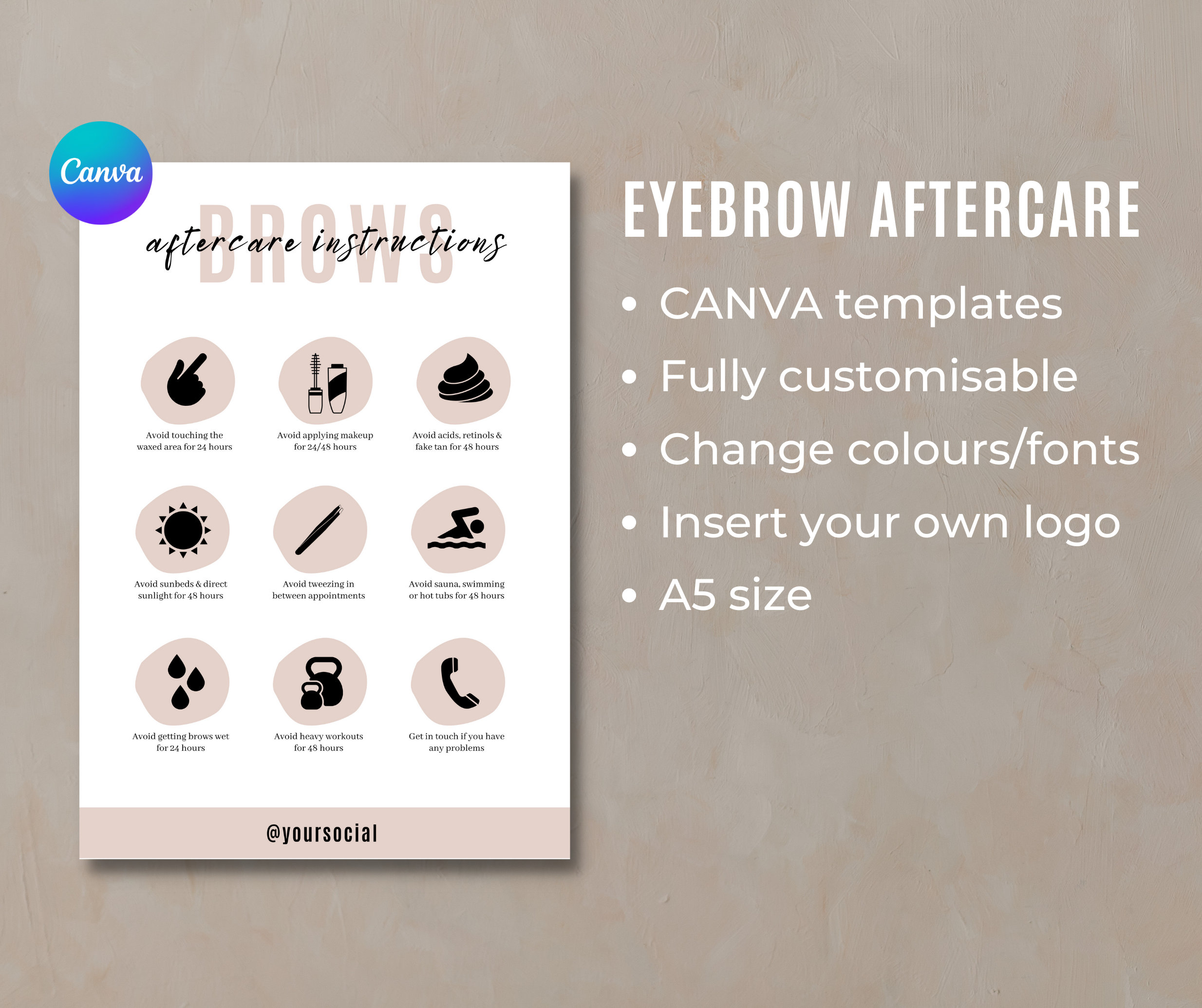 Brow Aftercare Sheet Brow Wax & Tint Aftercare Brow Lamination