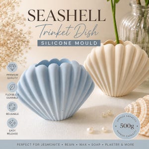 Seashell Trinket Dish Silicone Mould | Coastal Jewellery Tray Mould | Jesmonite, Resin, Candle & Soap Casting Mould | Shell Decor Mould