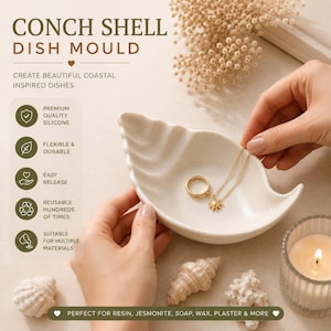Conch Shell Dish Silicone Mould | Trinket Tray Resin Mould | Jesmonite Shell Mould | Soap Wax Plaster Cement Casting Mold