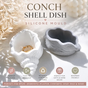 Conch Shell Dish Silicone Mould | Seashell Trinket Dish Mould | Resin Jesmonite Plaster Concrete Soap Wax DIY Craft Mould