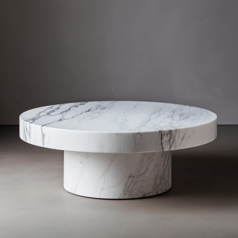 Round White Marble Coffee Tablecenter Table for Living - Etsy