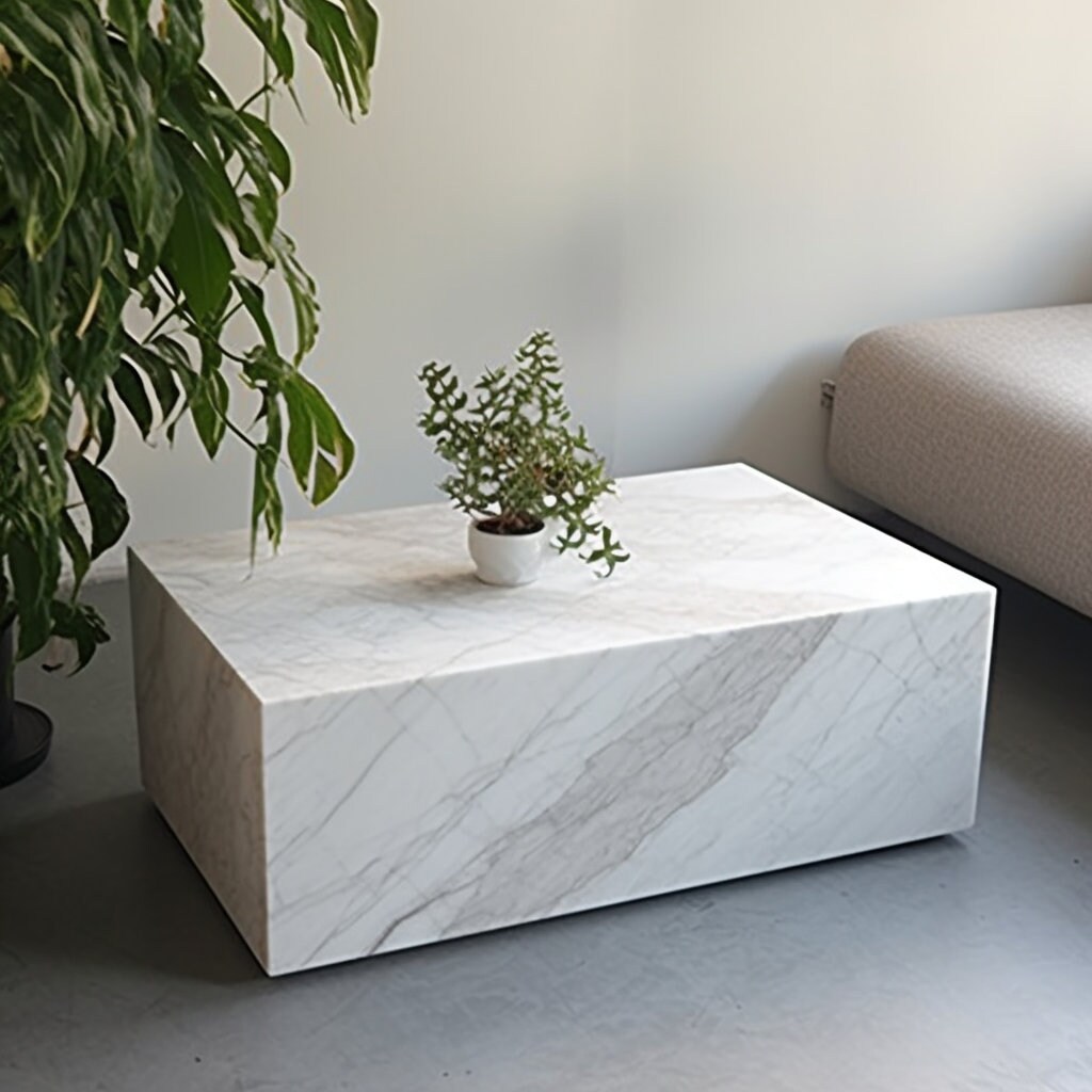 White Marble Coffee Table Cube Coffee Tables Designer Coffee Etsy