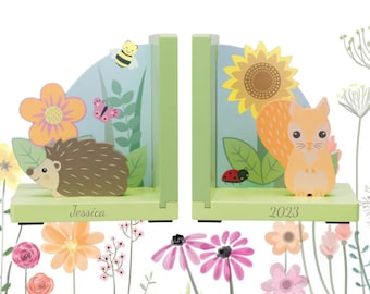 Serre-livres personnalisés Spring Garden - Cadeau pour enfants - Pépinière - Nouveau cadeau de bébé