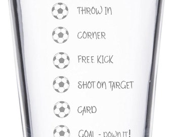 The Football Drinking Game Pint Glass Game Fun Friends Party - Free Optional Personalised Message