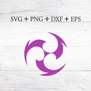 May include: A purple stylized three-pointed star design.  SVG + PNG + DXF + EPS