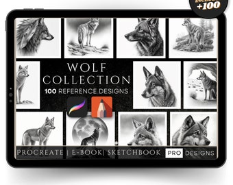 Wolf Symphony: Procreate Collection for Majestic Digital Art Creations, Featuring Versatile Brushes, Stamps, and Tools