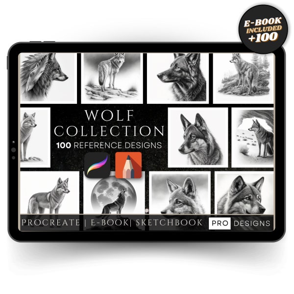 Wolf Symphony: Procreate Collection for Majestic Digital Art Creations, Featuring Versatile Brushes, Stamps, and Tools