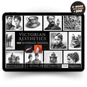 Transport your digital artistry to the refined grandeur of the Victoria era with our exquisite Victorian Aesthetics Collection for Procreate