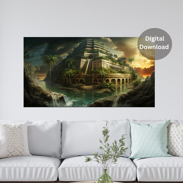 The Hanging Gardens Of Babylon printable#18- one of the Seven Wonders of the Ancient World-instant download, Babylon-IRAQI and Arabian art