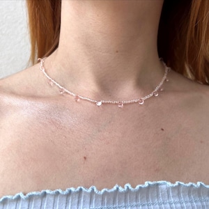 Light pink seed bead necklace with pale pink Czech glass beads
