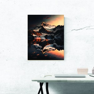 Reflection Poster, Digital Download, Printable, Wall Art, Landscape, Nature, Beautiful Sunset, Mountains Poster, Sunset, Lake, Water